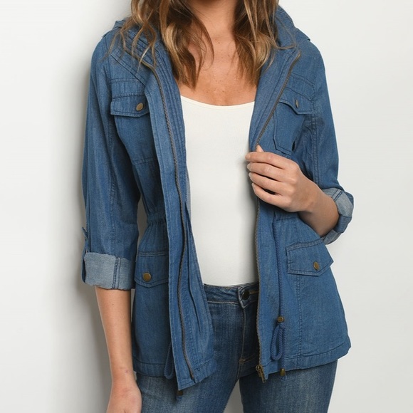 Brand New Boutique Cotton Denim Hooded Jacket - Picture 2 of 6